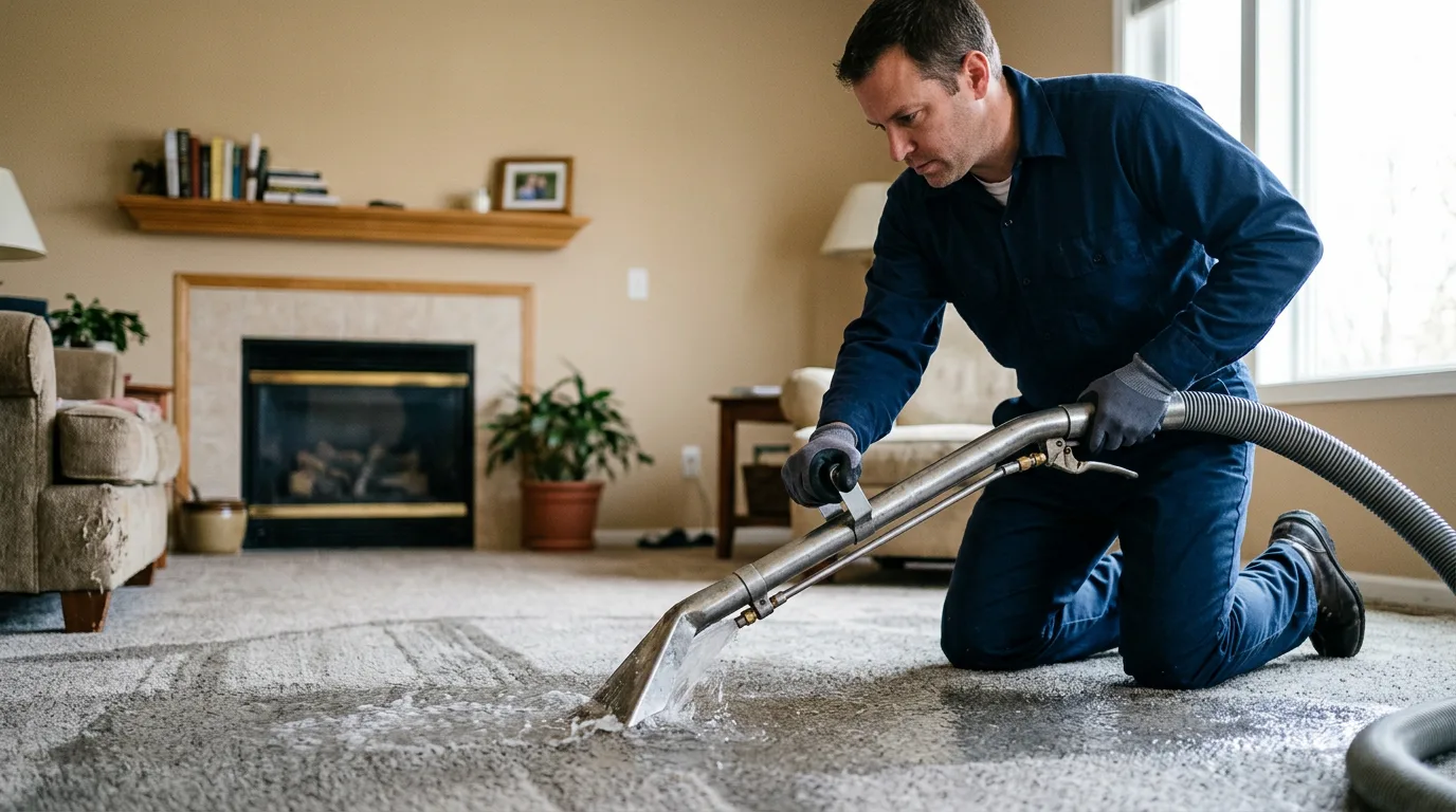 Water damage restoration technician working near North Montpelier, VT